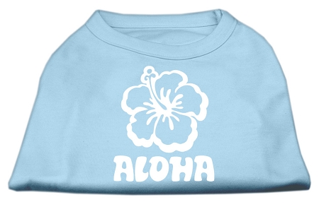 Aloha Flower Screen Print Shirt Baby Blue XS